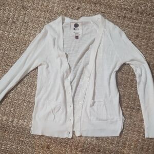 SO Women's White Classic Lightweight Spring Button-Up Cardigan
